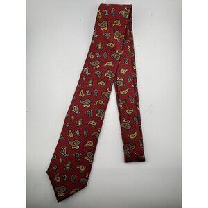 Vtg Dolce & Gabbana Made in Italy Men's Silk Neck Tie Red, Yellow, Navy Paisley